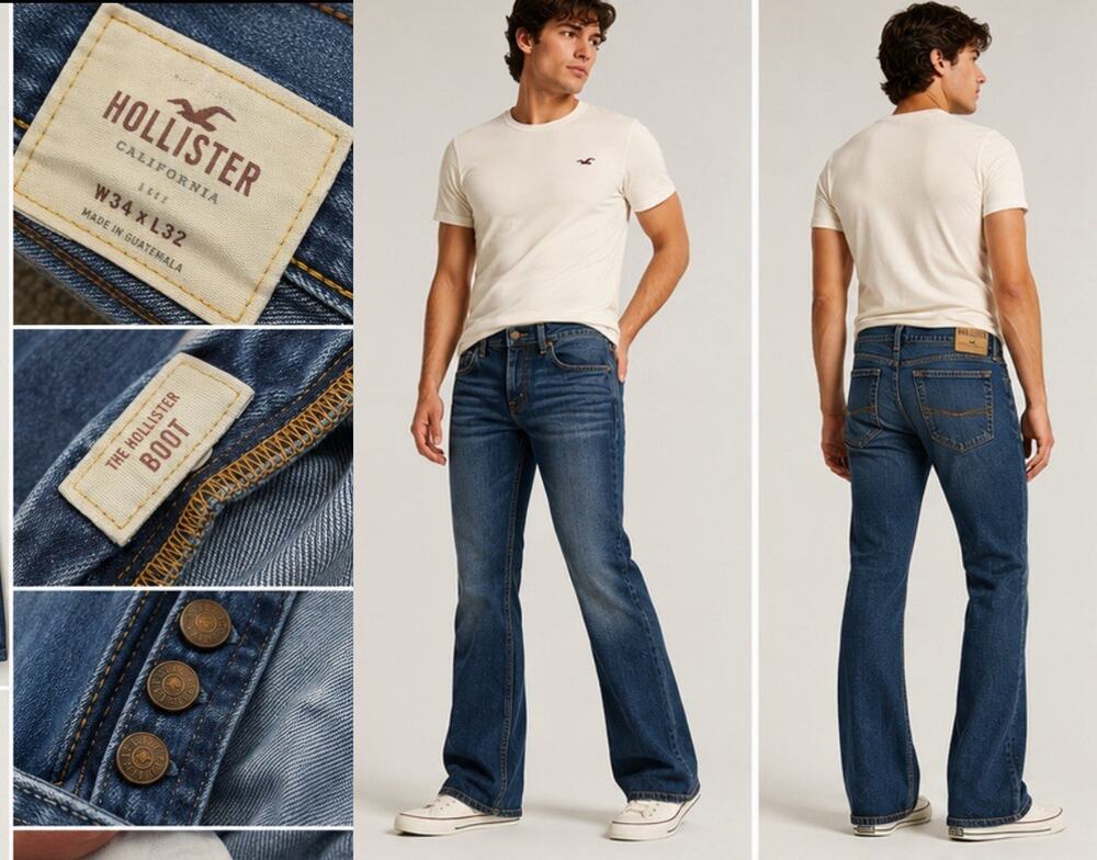 Y2K Indie Sleaze The Hollister Bootcut California Jeans 34x30 Dark Wash Indigo